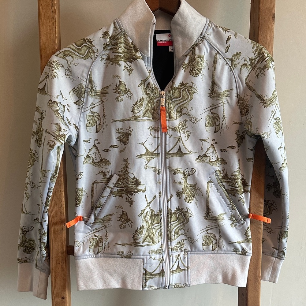 Cryptid Printed Zip-Up Jacket - Light blue with Olive Accents- Rossignol